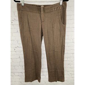 3B Brown Herringbone Cuffed Capri Dress Pants Size 5